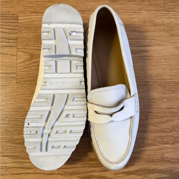 Franco Sarto White Leather Loafers - Picture 3 of 4